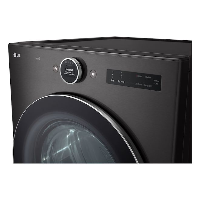 LG Smart Wi-Fi Enabled Electric TurboSteam Dryer with LCD Display - 7.4-cu ft - Black Stainless Steel - AI Sensors