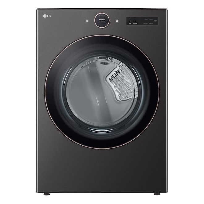 Sécheuse électrique 7,4 pi³ TurboSteam de LG, bouton de commande ACL, séchage par capteur IA, acier noir