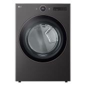 LG 7.4-cu ft TurboSteam Electric Dryer - LCD Control Knob - AI Sensor Dry - Black Steel