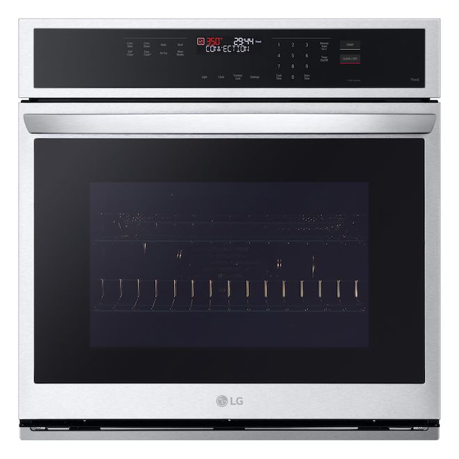 LG Stainless Steel 30-in 4.7-ft³ Fan Convection Single Wall Oven with AirFry