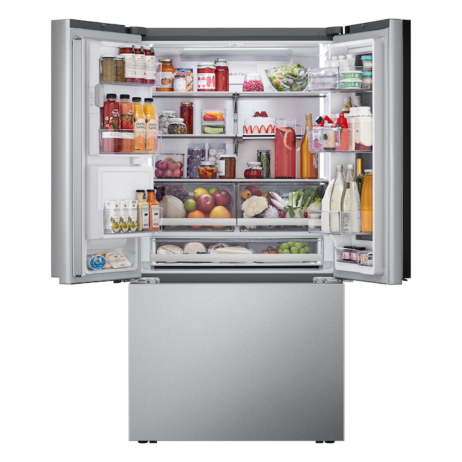 LG 30.7-ft³ 3-Door 36-in Standard French Door Refrigerator Ice Maker Instaview Door-in-Door Stainless Steel