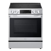 LG 4-Element Smooth Surface 6.3-Ft³ Steam and Self-Cleaning Convection Oven Slide-In Induction Range Stainless Steel