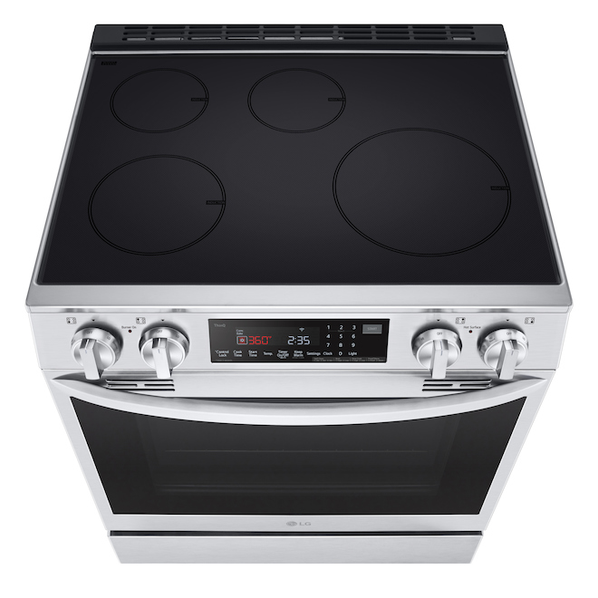 LG 4-Element Smooth Surface 6.3-Ft³ Steam and Self-Cleaning Convection Oven Slide-In Induction Range Stainless Steel