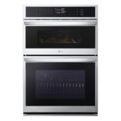 LG 4.7 + 1.7-Ft³ Steam and Self-Cleaning Air Fry Microwave Wall Oven Combo Stainless Steel