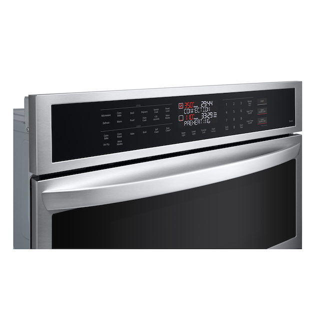 LG 4.7 + 1.7-Ft³ Steam and Self-Cleaning Air Fry Microwave Wall Oven Combo Stainless Steel