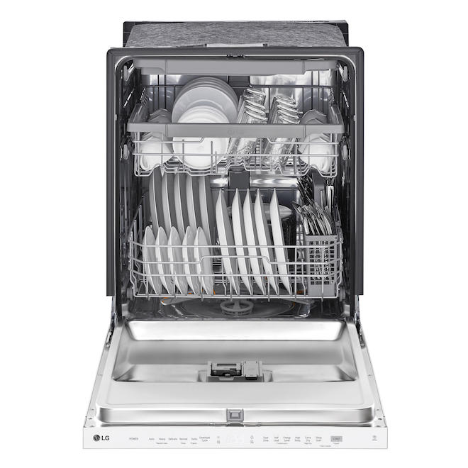 LG 24-in 48 dB White 3rd Rack QuadWashPro Hidden Controls Built-In Dishwasher - ENERGY STAR®