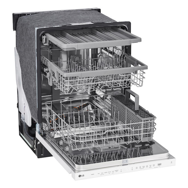 LG 24-in 48 dB White 3rd Rack QuadWashPro Hidden Controls Built-In Dishwasher - ENERGY STAR®