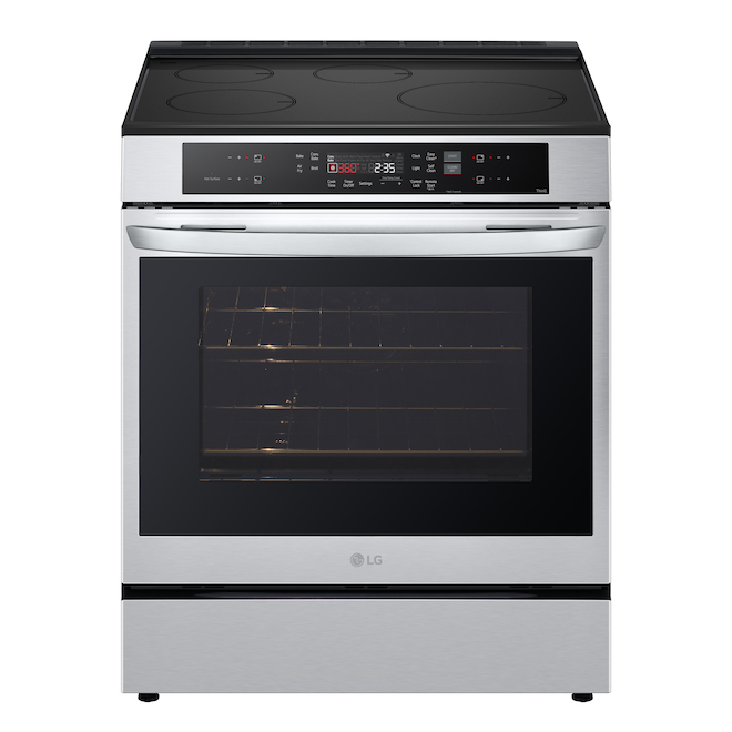 Cuisinière à induction intelligente LG encastrée 6,3 pi³ avec cuisson par convection et Air Fry, acier inoxydable