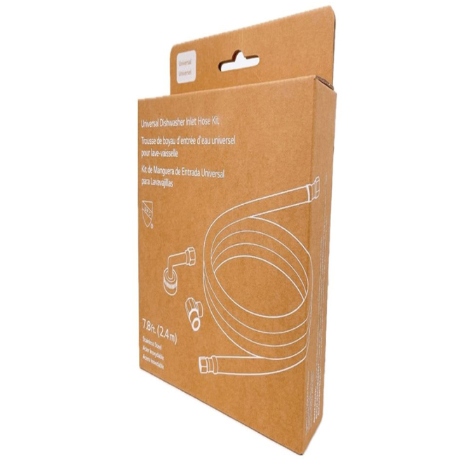 Trousse de boyau d'entrée d'eau universelle pour lave-vaisselle LG 7,8 pi en acier inoxydable