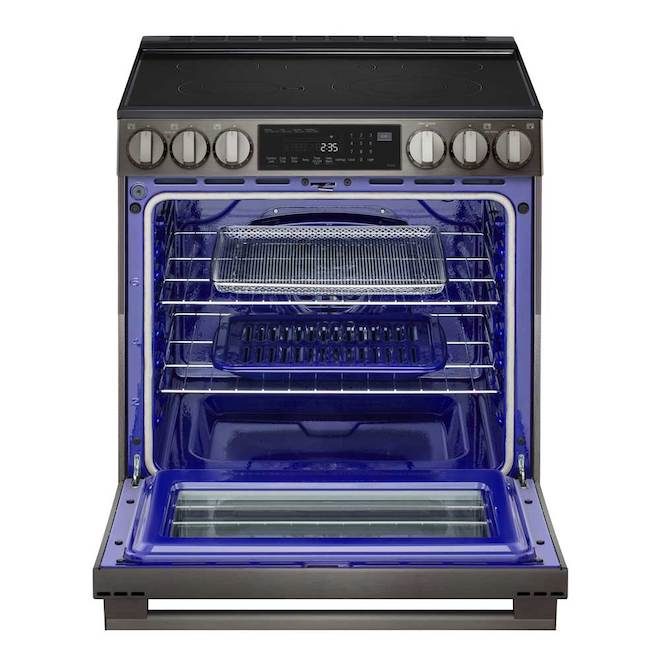 LG 6.3-ft³ Single Oven 5-Element Smooth Surface Electric Slide-In Range - Black Stainless Steel