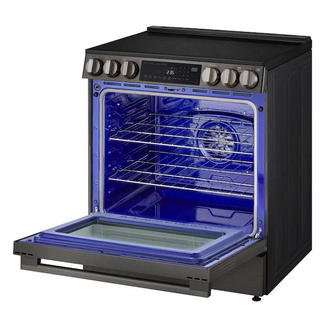 LG 6.3-ft³ Single Oven 5-Element Smooth Surface Electric Slide-In Range - Black Stainless Steel