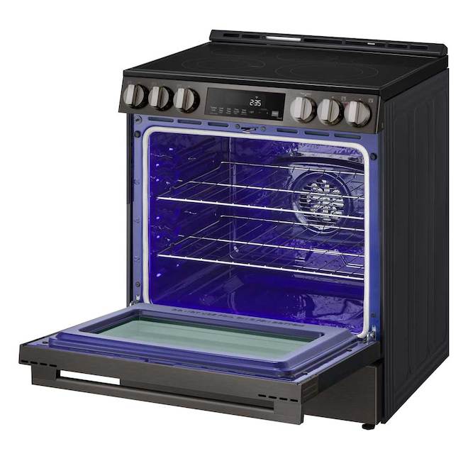LG 6.3-ft³ Single Oven 5-Element Smooth Surface Electric Slide-In Range - Black Stainless Steel