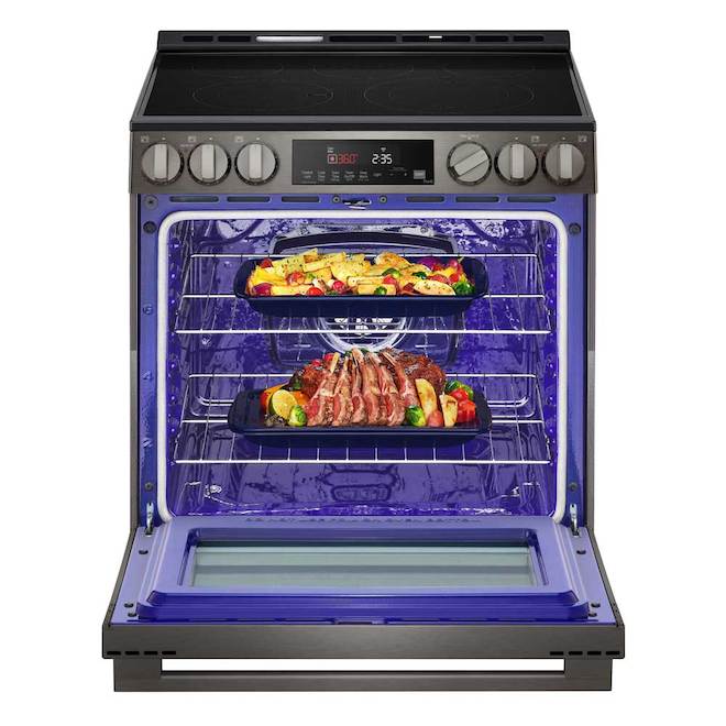 LG 6.3-ft³ Single Oven 5-Element Smooth Surface Electric Slide-In Range - Black Stainless Steel