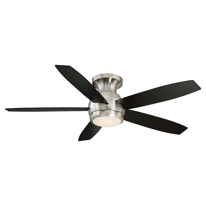 Ge Solano Transitional Ceiling Fan 5 Reversible Blades Black And Walnut 52 In Dia Rona - Harbor Breeze Ceiling Fan Led Light Flickering