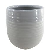 Jardinière en terre cuite vernie, 5" x 5,5", blanc et crème
