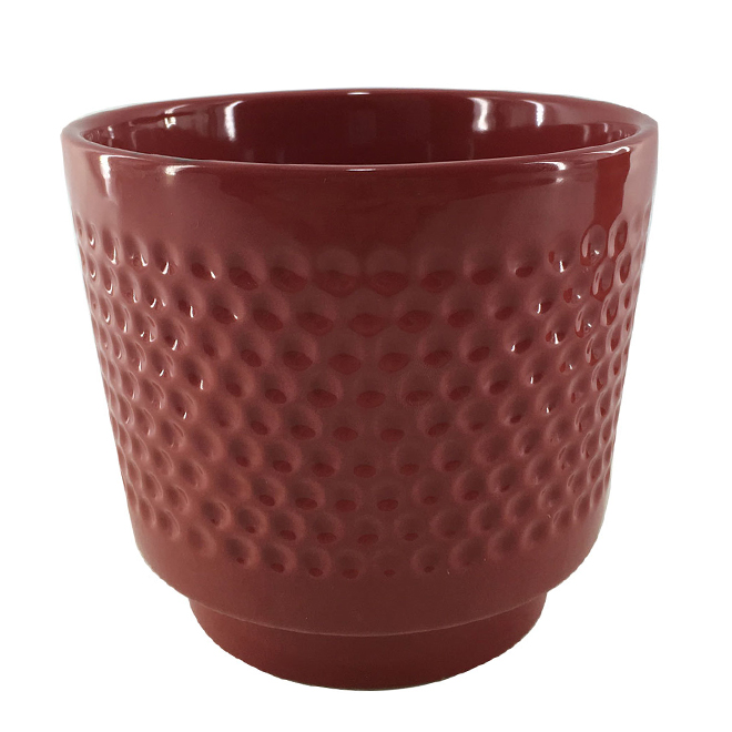 Glazed Clay Flower Pot Textured Design 6 X 5 5 Red YB C03C RONA   31465038 L 