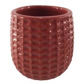 Pot à fleurs en argile vernie, motif texturé, 4" x 4", rouge