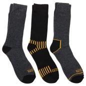 Dewalt Men's Work Socks - Coton Blend - Large - Black/Yellow - 3 Pairs