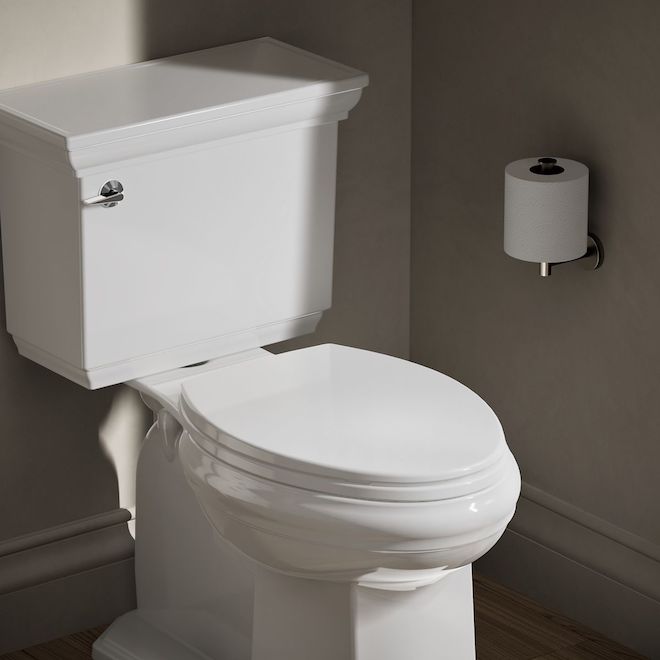 Siège De Toilette Allongé Kohler Revival Gris Glacé - Charnières Dorées Françaises, Style Antique