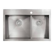 Évier de cuisine double Volt de chez Kohler, 22 po x 33 po x 9 po, acier inoxydable