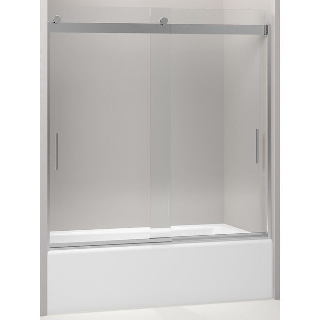 Levity Kohler 59.625-in W x 59.75-in H Bright silver Bathtub Door