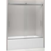KOHLER Levity 59-3/4 x 59-5/8-in Clear Glass Sliding Bath-Shower Door with Bright Silver Frame