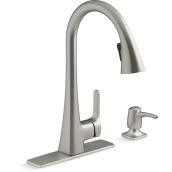 Kohler Maxton 1-Handle Deck Mount Pull-Down Kitchen Faucet - 16-in - Stainless Steel