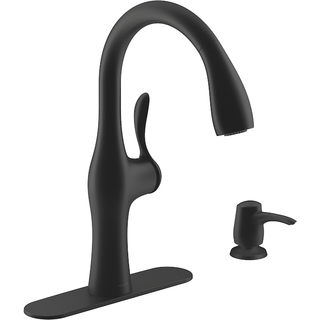 KOHLER robinet de cuisine à tirette 1 poignée noir mat