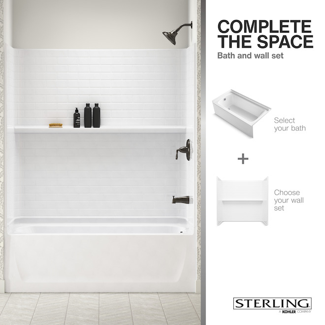 Traverse Sterling Wall Shower 60-in x 30-in - White