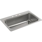 KOHLER Verse 22.0 x 33.0 Stainless Steel Single-Basin Drop-in 3-Hole Kitchen Sink