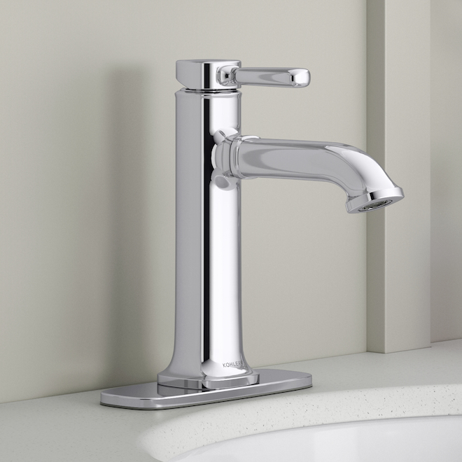 Robinet mitigeur de lavabo en chrome brillant Ealing de Kohler, bonde à pression incluse