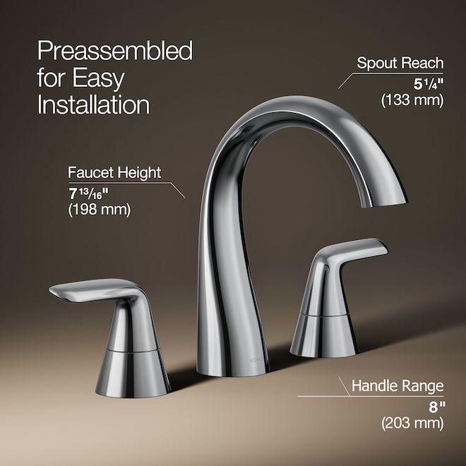 KOHLER Avail Bathroom Faucet with 2 Handles WaterSense Certified - Chrome