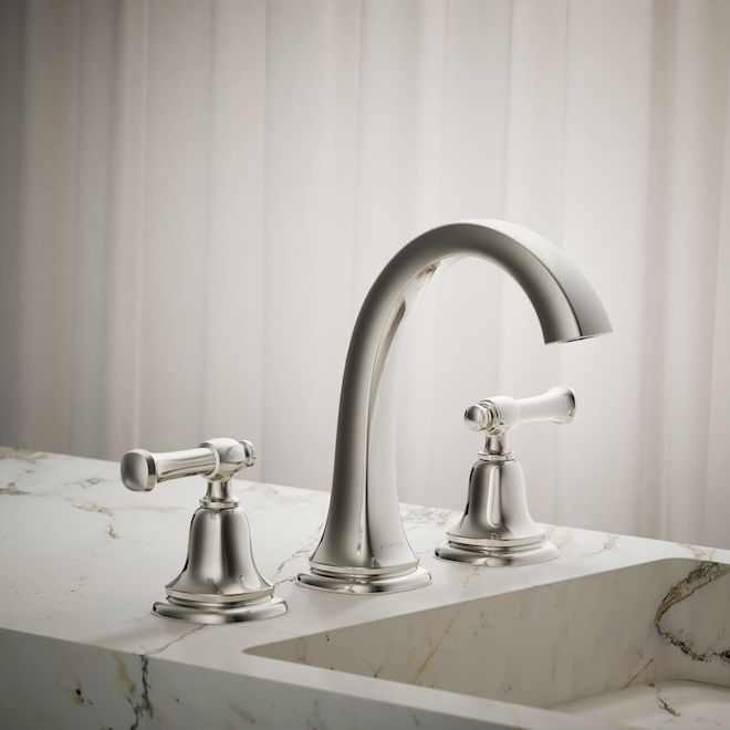 KOHLER Florez Bathroom Faucet 8-in with 2 Handles and Curved Spout
