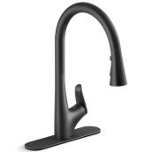 Robinet de cuisine Leto KOHLER à 1 poignée et bec rétractable, noir mat