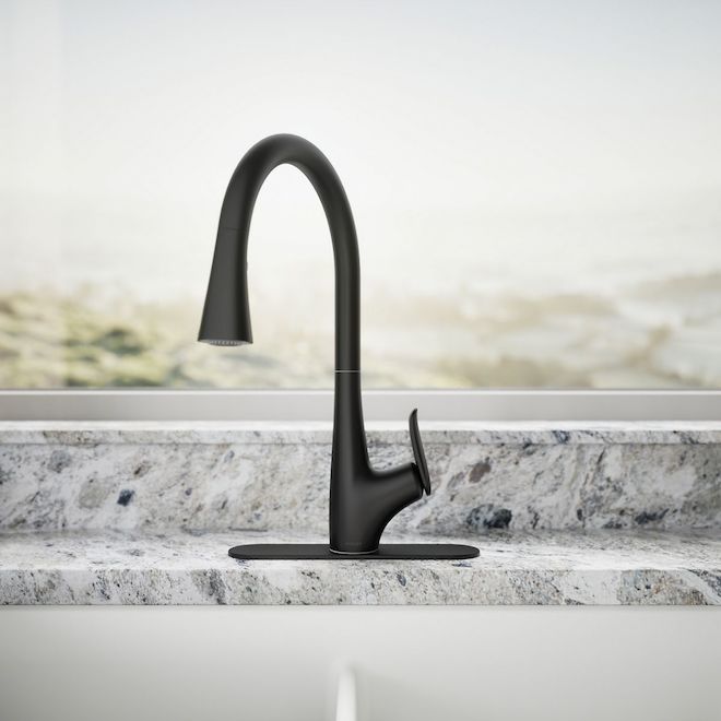KOHLER Leto Kitchen Faucet with 1 Handle and Pull-Down Spout - Matte Black
