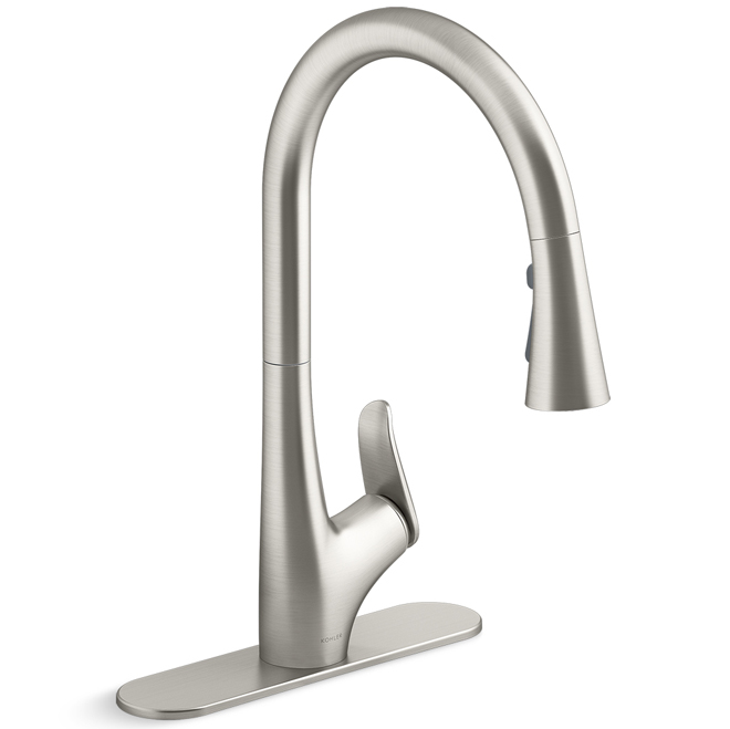 KOHLER Leto Kitchen Faucet with 1 Handle and Pull-Down Spout - Stainless Steel