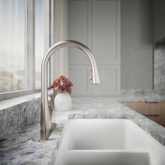 KOHLER Leto Kitchen Faucet with 1 Handle and Pull-Down Spout - Stainless Steel