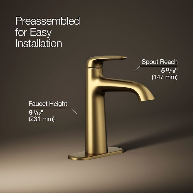 KOHLER Avail Bathroom Faucet with 1 Handle WaterSense Certified - Brass