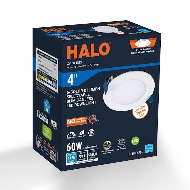 Halo White 4-in Round Recessed LED Light - dimmable