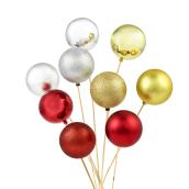 Ball Decorations with Stick - 3-in -Assorted Colours - Set of 3