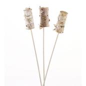 Green Plus Birch Log Decorations on a Stick - Pack of 3