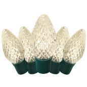Jeu de 100 lumières extérieures DEL C9, fil vert, blanc chaud