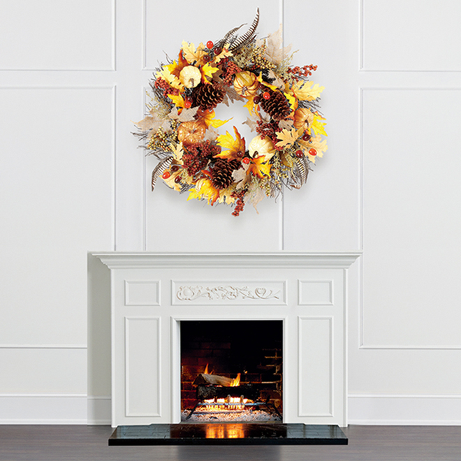 Holiday Living Wreath with Pumpkins 24in TS19158501 RONA