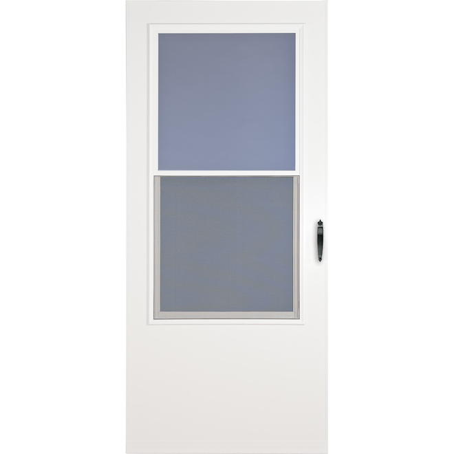 Image of Larson | Bismarck Half-Screen Storm Door - Mid-View Tempered Glass Standard - 31.75-In X 79.875-In - Aluminum White | Rona