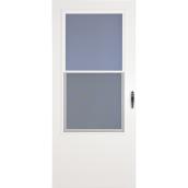 LARSON Bismarck Half-Screen Storm Door - Mid-View Tempered Glass Standard - 31.75-in x 79.875-in - Aluminum White