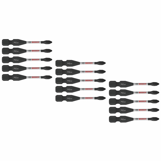 Bosch Impact Driver Steel 2 Phillips Bit Set 15 pieces ITDPH2215 RONA
