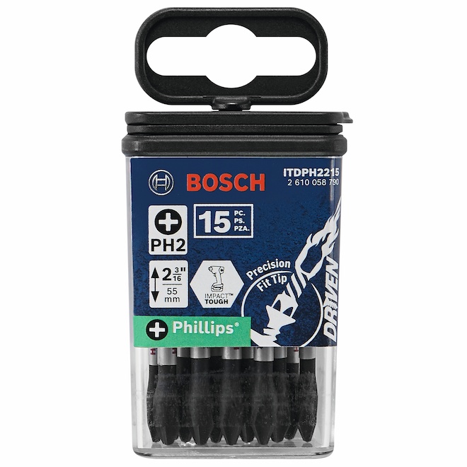 Bosch Impact Driver Steel 2 Phillips Bit Set 15 pieces ITDPH2215 RONA