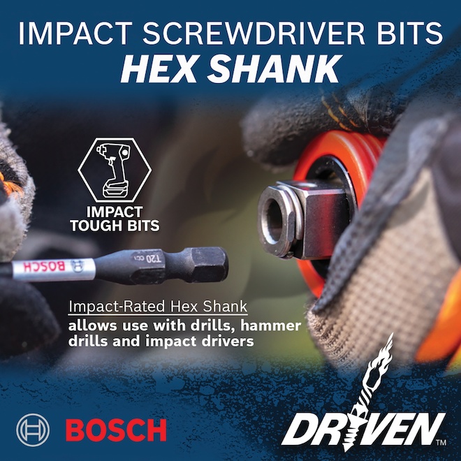 Bosch 1/4 x 3-in Steel Impact Screwdriver Bit Hexagon Drive
