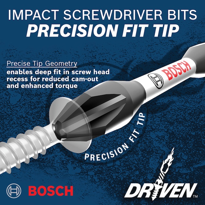 Bosch 1/4 x 3-in Steel Impact Screwdriver Bit Hexagon Drive