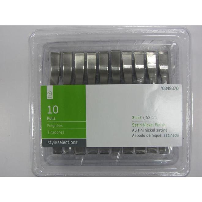 Style Selections Lot de 10 poignées d'armoire arquées, 3 po, nickel